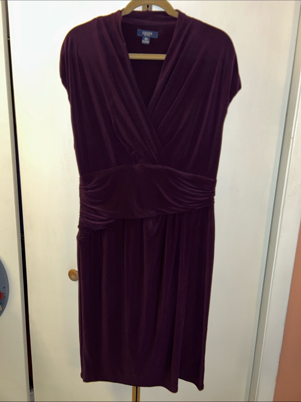 Chaps Deep Plum Surplice Midi Dress